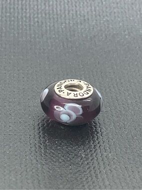 Pandora s925 ALE Purple Flowers for You Murano Glass Charm Bead #790643